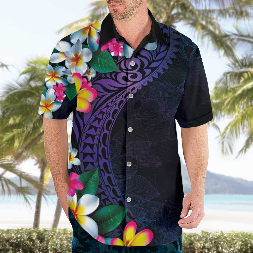 Hawaiian Plumeria-Polynesian Art Tattoo Frosted Blue Violet Color Hawaiian Shirt LT03 - Polynesian Pride
