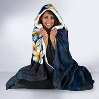 Hawaiian Plumeria-Polynesian Art Tattoo Frosted Blue Violet Color Hooded Blanket LT03 - Polynesian Pride