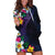 Hawaiian Plumeria-Polynesian Art Tattoo Frosted Blue Violet Color Hoodie Dress
