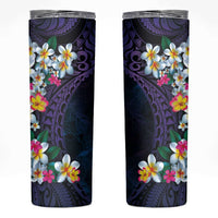 Hawaiian Plumeria-Polynesian Art Tattoo Frosted Blue Violet Color Skinny Tumbler LT03 Blue - Polynesian Pride