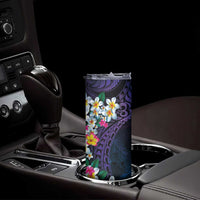 Hawaiian Plumeria-Polynesian Art Tattoo Frosted Blue Violet Color Skinny Tumbler LT03 - Polynesian Pride