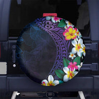 Hawaiian Plumeria-Polynesian Art Tattoo Frosted Blue Violet Color Spare Tire Cover LT03 No hole Blue - Polynesian Pride