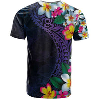 Hawaiian Plumeria-Polynesian Art Tattoo Frosted Blue Violet Color T Shirt LT03 - Polynesian Pride