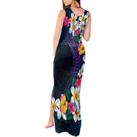 Hawaiian Plumeria-Polynesian Art Tattoo Frosted Blue Violet Color Tank Maxi Dress LT03 - Polynesian Pride