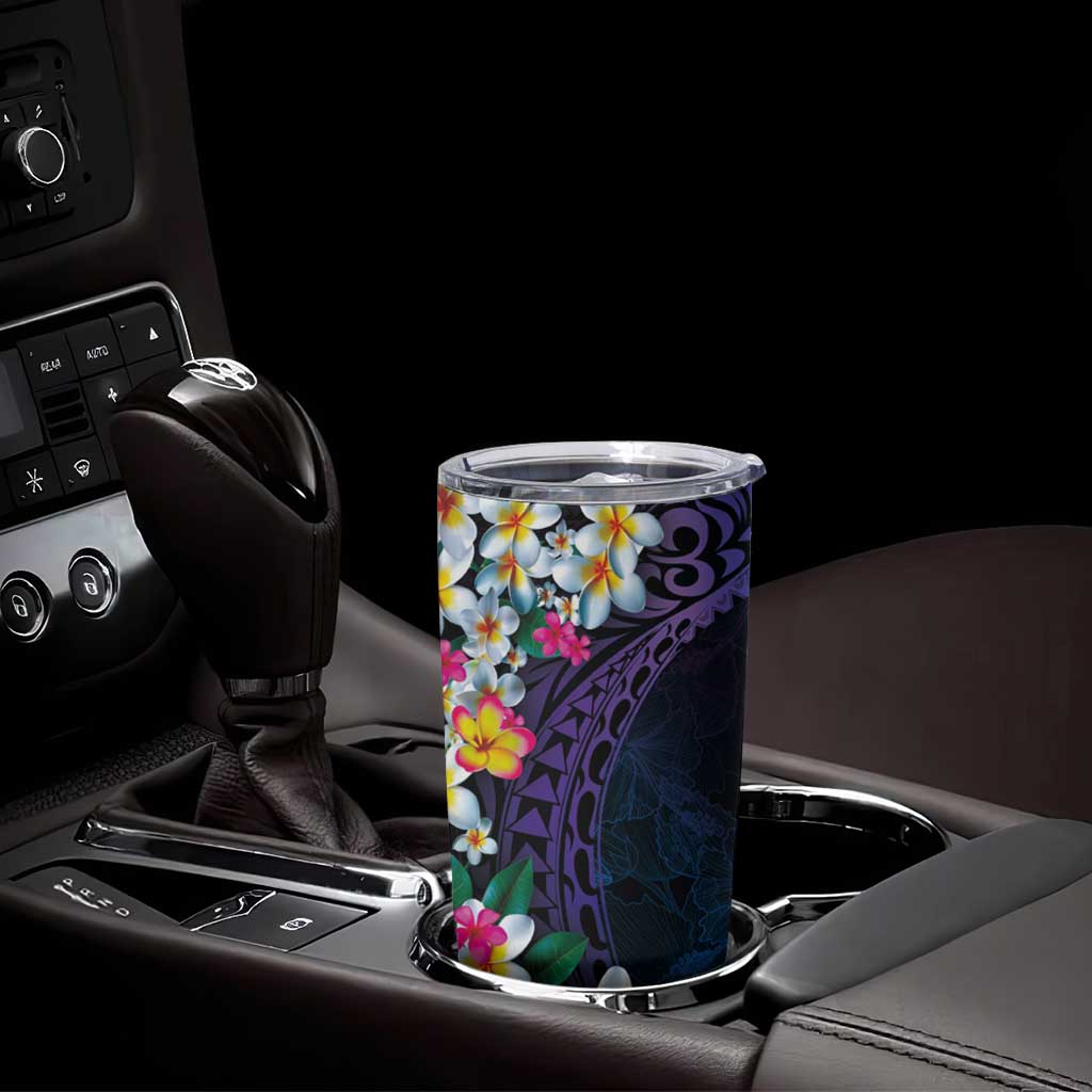 Hawaiian Plumeria-Polynesian Art Tattoo Frosted Blue Violet Color Tumbler Cup LT03 - Polynesian Pride