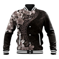Hawaiian Plumeria-Polynesian Art Tattoo Grayscale Color Baseball Jacket