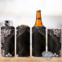 Hawaiian Plumeria-Polynesian Art Tattoo Grayscale Color 4 in 1 Can Cooler Tumbler LT03 - Polynesian Pride
