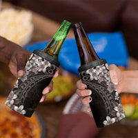 Hawaiian Plumeria-Polynesian Art Tattoo Grayscale Color 4 in 1 Can Cooler Tumbler LT03 - Polynesian Pride