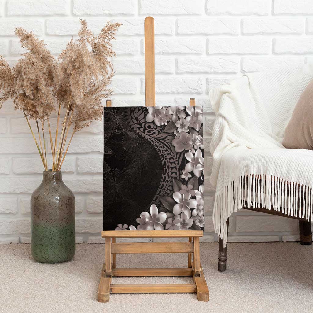 Hawaiian Plumeria-Polynesian Art Tattoo Grayscale Color Canvas Wall Art