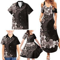 Hawaiian Plumeria-Polynesian Art Tattoo Grayscale Color Family Matching Summer Maxi Dress and Hawaiian Shirt LT03 - Polynesian Pride