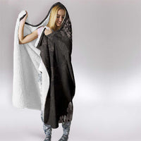 Hawaiian Plumeria-Polynesian Art Tattoo Grayscale Color Hooded Blanket