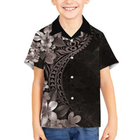 Hawaiian Plumeria-Polynesian Art Tattoo Grayscale Color Kid Hawaiian Shirt
