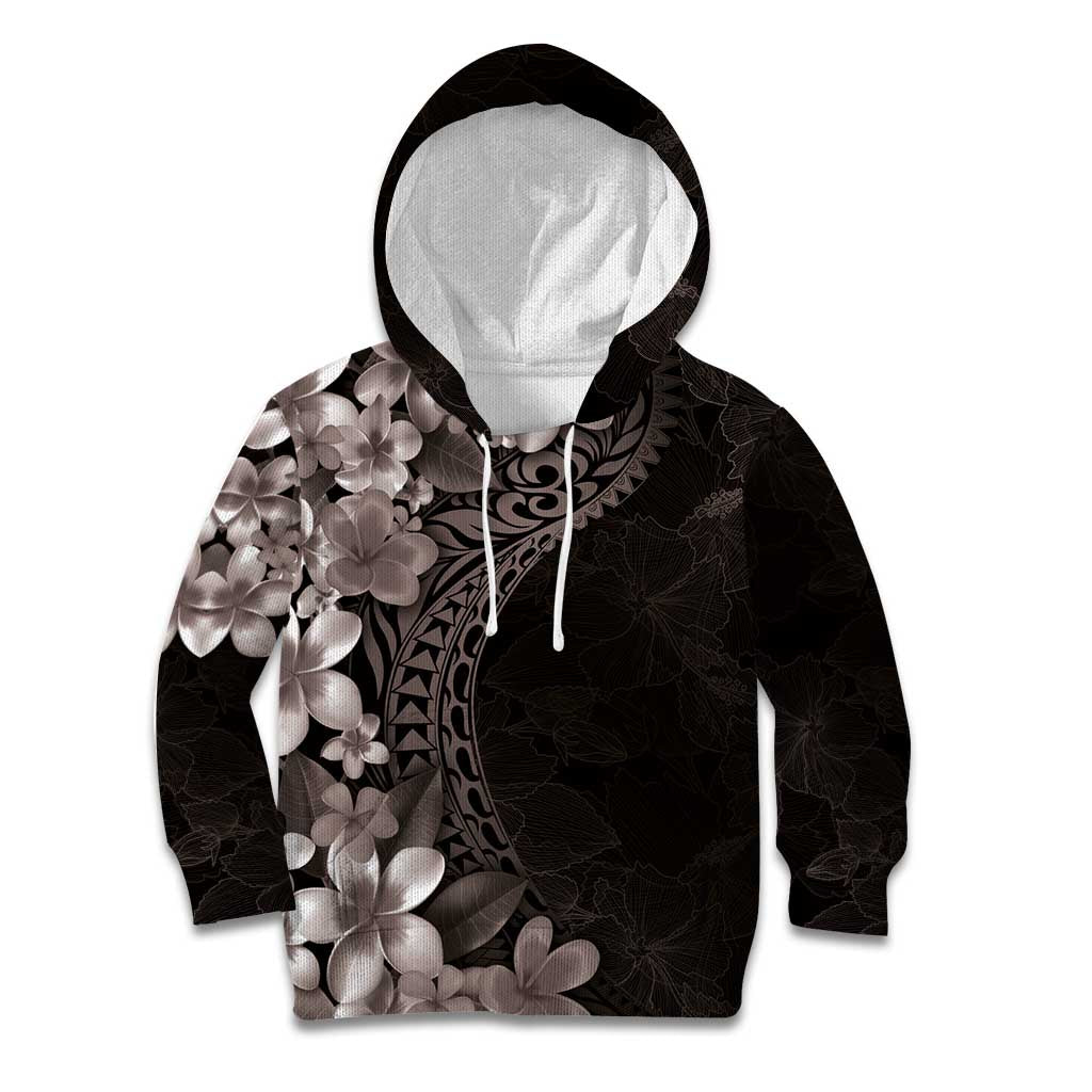 Hawaiian Plumeria-Polynesian Art Tattoo Grayscale Color Kid Hoodie LT03 Hoodie Gray - Polynesian Pride