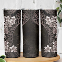 Hawaiian Plumeria-Polynesian Art Tattoo Grayscale Color Skinny Tumbler LT03 - Polynesian Pride