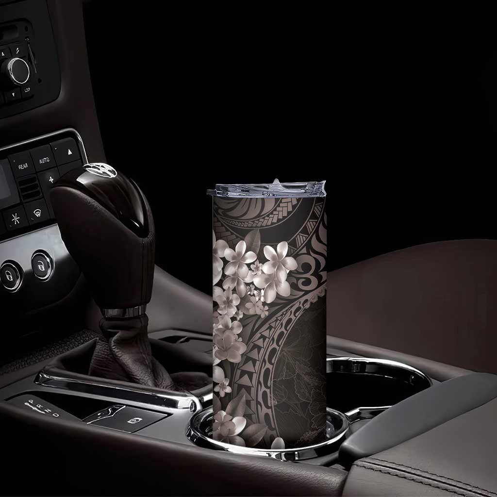 Hawaiian Plumeria-Polynesian Art Tattoo Grayscale Color Skinny Tumbler LT03 - Polynesian Pride