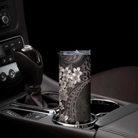 Hawaiian Plumeria-Polynesian Art Tattoo Grayscale Color Skinny Tumbler LT03 - Polynesian Pride
