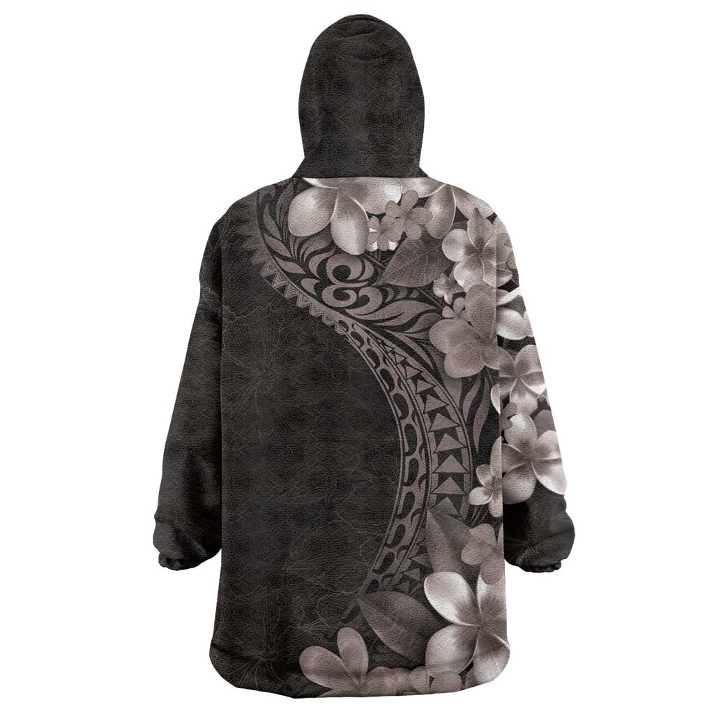 Hawaiian Plumeria-Polynesian Art Tattoo Grayscale Color Wearable Blanket Hoodie LT03 - Polynesian Pride