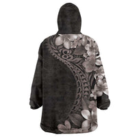 Hawaiian Plumeria-Polynesian Art Tattoo Grayscale Color Wearable Blanket Hoodie LT03 - Polynesian Pride
