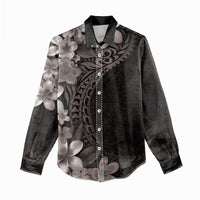 Hawaiian Plumeria-Polynesian Art Tattoo Grayscale Color Women Casual Shirt LT03 - Polynesian Pride