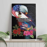 American Samoa and United States Together Canvas Wall Art National Flag with Eagle-Hibiscus and Rose LT03 - Polynesian Pride