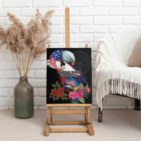 American Samoa and United States Together Canvas Wall Art National Flag with Eagle-Hibiscus and Rose LT03 - Polynesian Pride