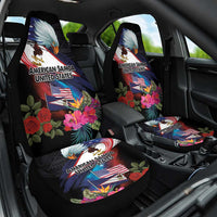 American Samoa and United States Together Car Seat Cover National Flag with Eagle-Hibiscus and Rose LT03 One Size Black - Polynesian Pride