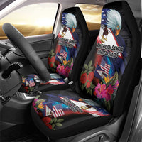 American Samoa and United States Together Car Seat Cover National Flag with Eagle-Hibiscus and Rose LT03 - Polynesian Pride