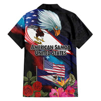 American Samoa and United States Together Family Matching Off Shoulder Short Dress and Hawaiian Shirt National Flag with Eagle-Hibiscus and Rose LT03 - Polynesian Pride