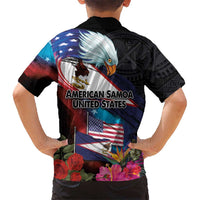 American Samoa and United States Together Kid Hawaiian Shirt National Flag with Eagle-Hibiscus and Rose LT03 - Polynesian Pride