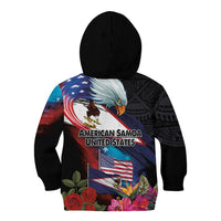 American Samoa and United States Together Kid Hoodie National Flag with Eagle-Hibiscus and Rose LT03 - Polynesian Pride