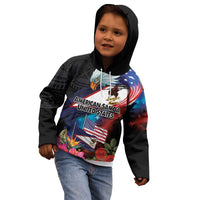 American Samoa and United States Together Kid Hoodie National Flag with Eagle-Hibiscus and Rose LT03 - Polynesian Pride