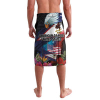 American Samoa and United States Together Lavalava National Flag with Eagle-Hibiscus and Rose LT03 - Polynesian Pride