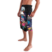 American Samoa and United States Together Lavalava National Flag with Eagle-Hibiscus and Rose LT03 - Polynesian Pride