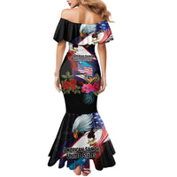 American Samoa and United States Together Mermaid Dress National Flag with Eagle-Hibiscus and Rose LT03 - Polynesian Pride