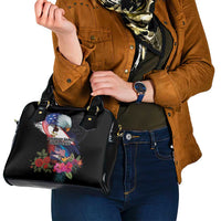 American Samoa and United States Together Shoulder Handbag National Flag with Eagle-Hibiscus and Rose