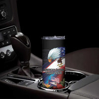 American Samoa and United States Together Skinny Tumbler National Flag with Eagle-Hibiscus and Rose LT03 - Polynesian Pride