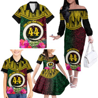 Vanuatu 44th Anniversary Independence Day Family Matching Off The Shoulder Long Sleeve Dress and Hawaiian Shirt Boars Tusk and Namele Plant LT03 - Polynesian Pride