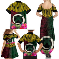 Vanuatu 44th Anniversary Independence Day Family Matching Summer Maxi Dress and Hawaiian Shirt Boars Tusk and Namele Plant LT03 - Polynesian Pride