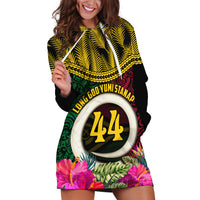 Vanuatu 44th Anniversary Independence Day Hoodie Dress Boars Tusk and Namele Plant LT03 Black - Polynesian Pride