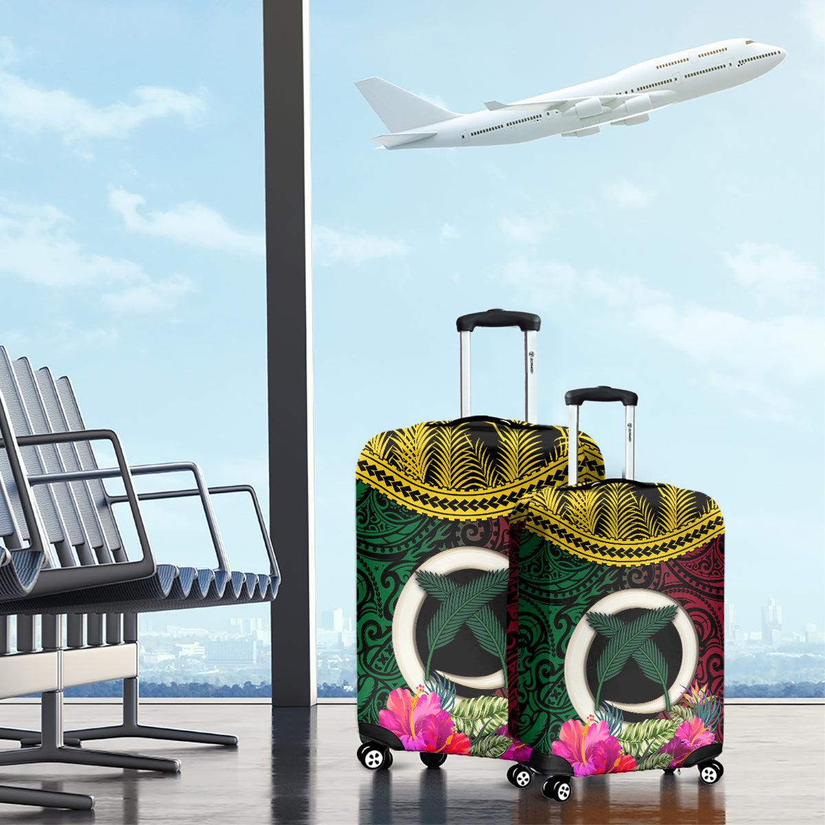 Vanuatu 44th Anniversary Independence Day Luggage Cover Boars Tusk and Namele Plant LT03