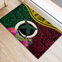 Vanuatu 44th Anniversary Independence Day Rubber Doormat Boars Tusk and Namele Plant LT03 - Polynesian Pride