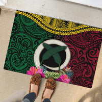 Vanuatu 44th Anniversary Independence Day Rubber Doormat Boars Tusk and Namele Plant LT03 - Polynesian Pride
