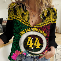 Vanuatu 44th Anniversary Independence Day Women Casual Shirt Boars Tusk and Namele Plant LT03 Female Black - Polynesian Pride