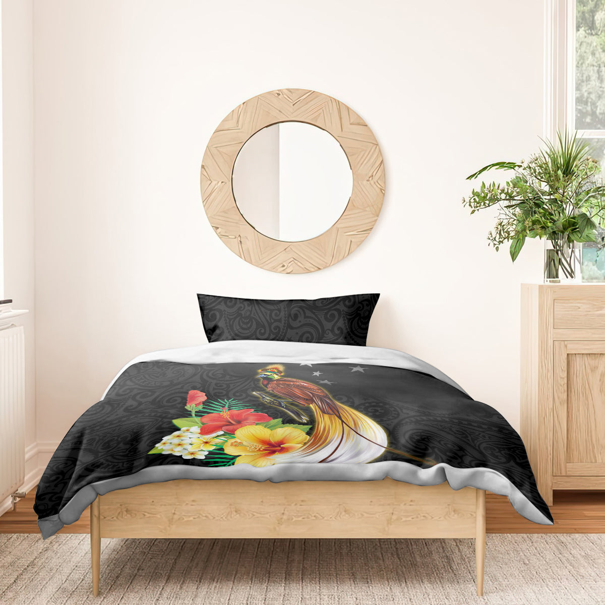 Papua New Guinea Independence Day Bedding Set PNG Flag and Bird-of-Paradise