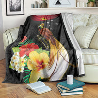 Papua New Guinea Independence Day Blanket PNG Flag and Bird-of-Paradise LT03 Black - Polynesian Pride