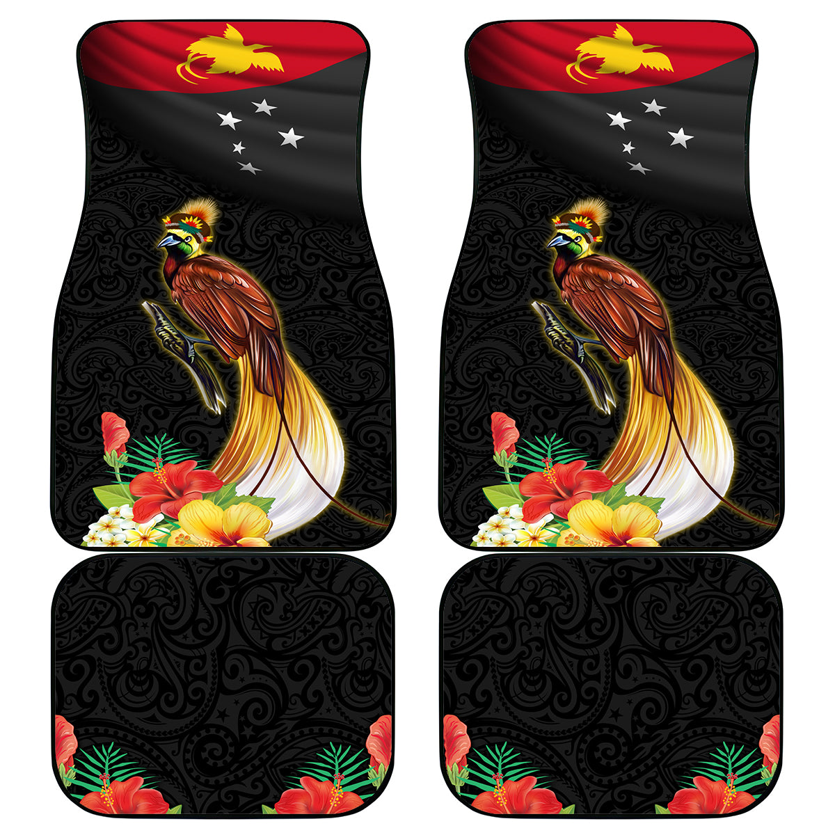 Papua New Guinea Independence Day Car Mats PNG Flag and Bird-of-Paradise LT03 - Polynesian Pride