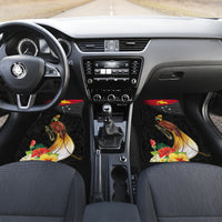 Papua New Guinea Independence Day Car Mats PNG Flag and Bird-of-Paradise LT03 Set 2pcs - Front Black - Polynesian Pride