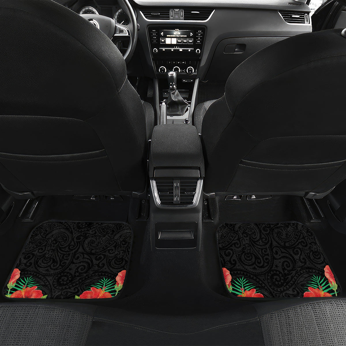 Papua New Guinea Independence Day Car Mats PNG Flag and Bird-of-Paradise LT03 Set 2pcs - Back Black - Polynesian Pride