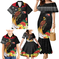 Papua New Guinea Independence Day Family Matching Mermaid Dress and Hawaiian Shirt PNG Flag and Bird-of-Paradise LT03 - Polynesian Pride