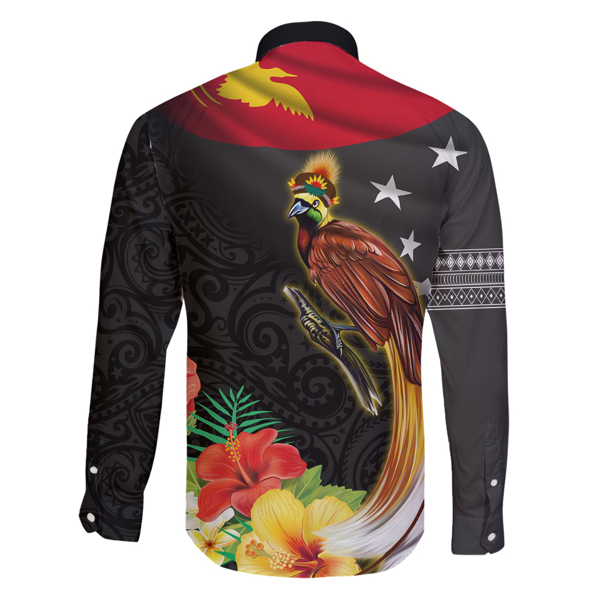 Papua New Guinea Independence Day Family Matching Off Shoulder Short Dress and Hawaiian Shirt PNG Flag and Bird-of-Paradise LT03 - Polynesian Pride